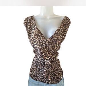 Monroe & Main Leopard Print V-Neck Blouse